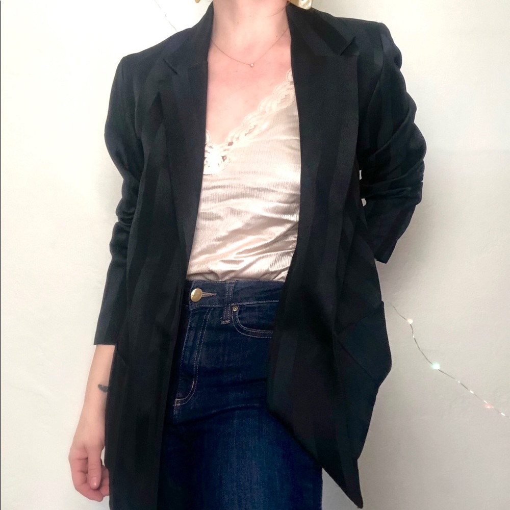 Vintage Black Striped Blazer
